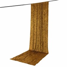 GOLD 5 ft x 16 ft Premium Crushed Velvet Backdrop Curtain with Rod Pocket