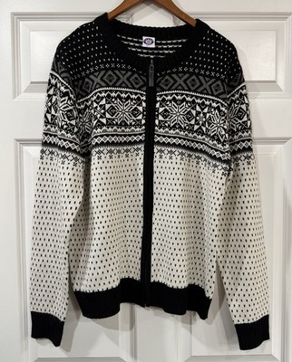 Icewear Iceland Magnus Nordic Fair Isle Wool Blend Zip Sweater Jacket L Scandi