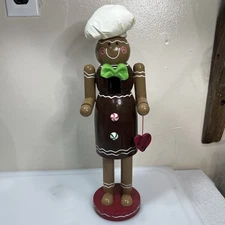 16" Gingerbread Wooden Nut Cracker Baker Christmas Holiday