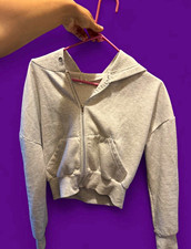 Cropped Gray Hoodie Jacket Size Small