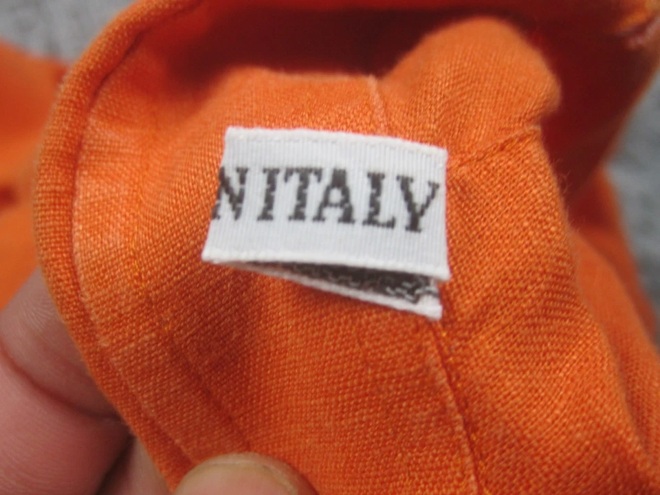 Camisa Bobby Jones Para Hombre Pequeña Naranja Lino Manga Larga Con Botones Hecha en Italia Foto 4 de 4