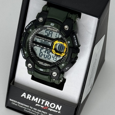 New Armitron Pro Sport 40/8420DGN Men's Digital Watch Green Chronograph 100M