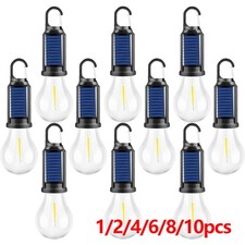 Solar Powered Hanging LED Light Bulb Outdoor Waterproof Tent Camping Lights Lamp