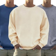 Men's Fleece Hoodie Pullover Sweatshirt Casual Loose Fit Solid Soft Streetwear