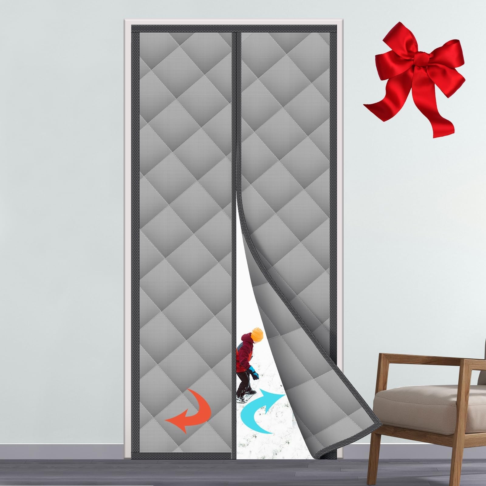 Rideau de protection thermique magnétique 90x210 cm en EVA isolant noir
