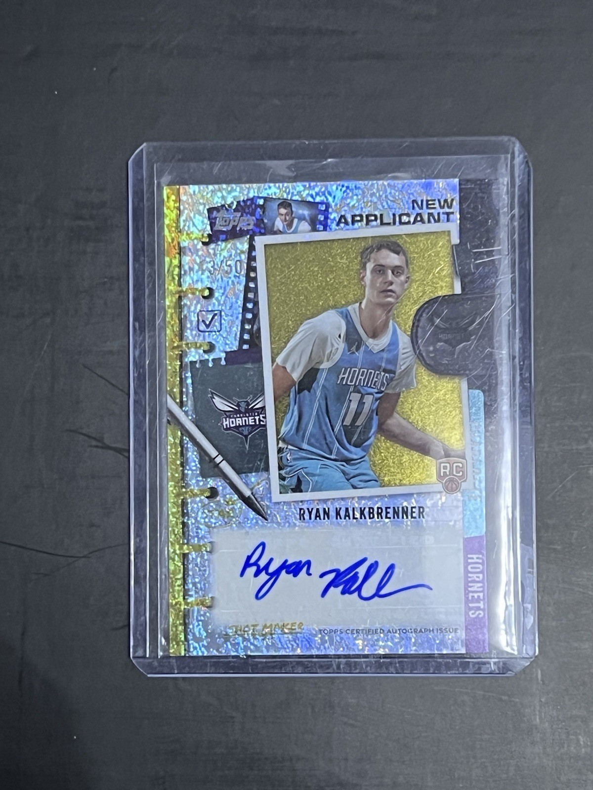 2025-26 Topps #NA-RK RYAN KALKBRENNER New Applicant Gold /50 AUTO RC Hornets