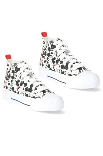 Disney Mickey Mouse Women's High Top Graphic Sneakers White Black Size 11 ($))) - Picture 2 of 5