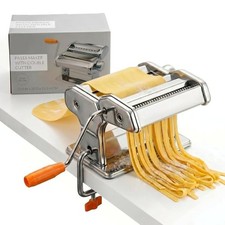 Manual Pasta Maker Steel Roller Cutter 9 Thickness Lasagne Noodle Home Kitchen