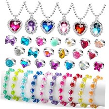 36pcs Princess Play Jewelry Set for Little Girls Ages 4-6, Kids Costume Dress