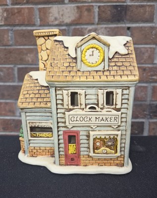 Lefton Colonial Village Quincy's Clock Shop w/ Light & Cord