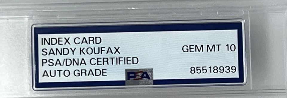 Sandy Koufax Signed Index Card – PSA/DNA GEM MT 10 Auto – Dodgers, Hall of Fame - Image 3 of 4