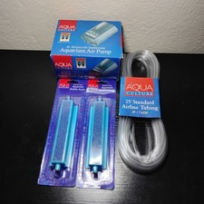 AQUA CULTURE Fish Tank Aquarium Air Pump 25 Feet Airline Tubing 2x Bubble Stones
