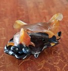 Beautiful Vintage Chinese Hand Carved Agate Koi Fish  Sculpture On Wooden Stand — photo 1