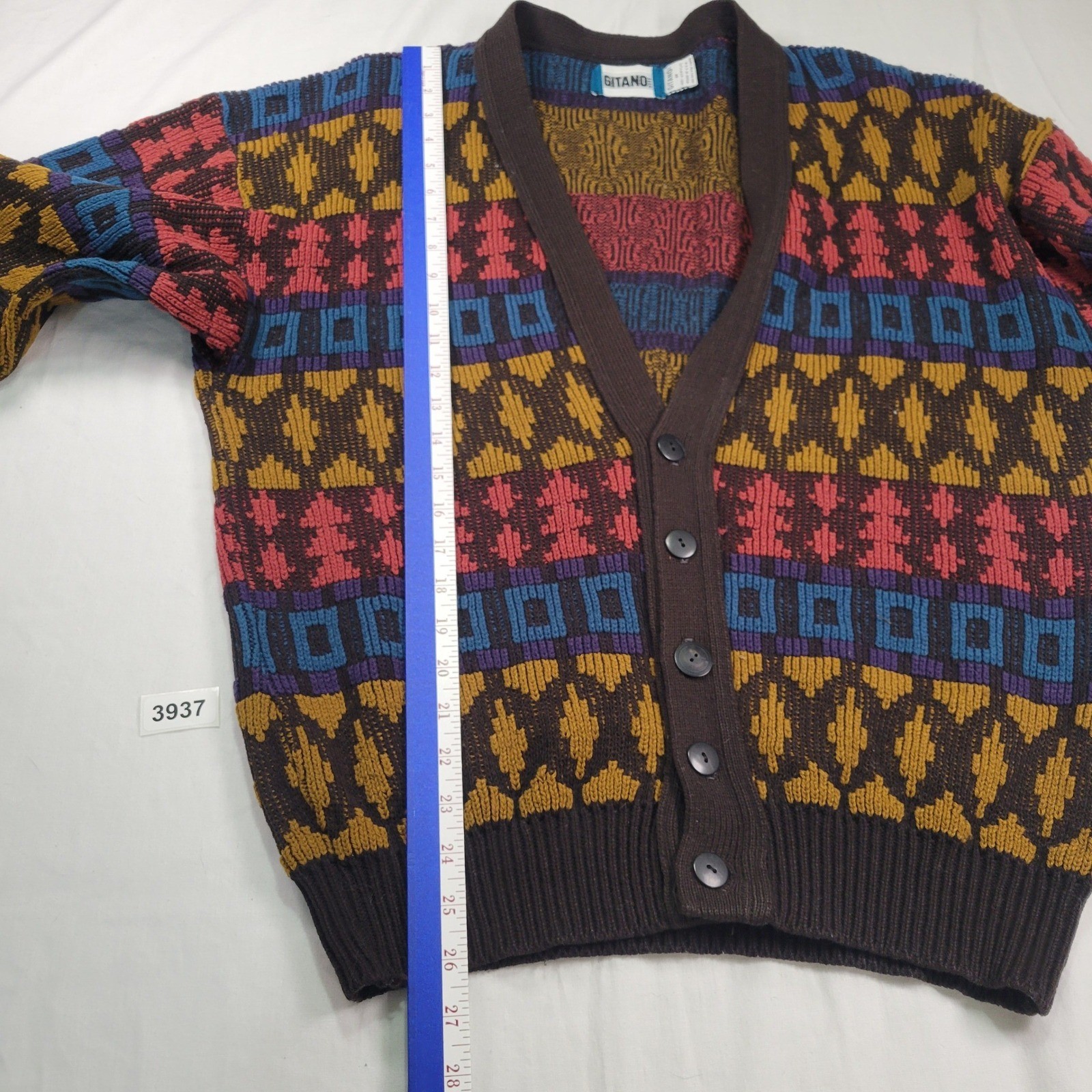 VTG GITANO Mens Geometric Pattern Button Front Ca… - image 5