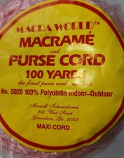 NOS Vtg Macraworld Macrame  Purse Cord 6mm Pink 100 Yds Polyoletin Indoor Outdo
