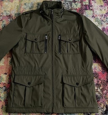 Michael Kors Men's Green Coat Zipper Packable Hood Pockets Quilted Lining size L