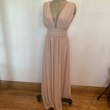 lulus size small light pink low cut front and back  long with slit dress