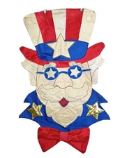 Vintage Uncle Sam Hanging Banner/Flag Double Sided Cut Out Patriotic USA Large