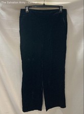Talbots Womens Black Flat Front Slash Pocket Pull On Ankle Pants Size 12