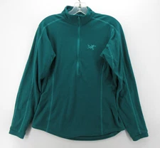 Arcteryx Sweatshirt Women Medium Green Delta 1/4 Zip Pullover Base Layer Waffle