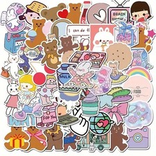 50pc Kawaii Cartoon Sticker Pack Laptop, Phone Case, Scrapbook, Journaling