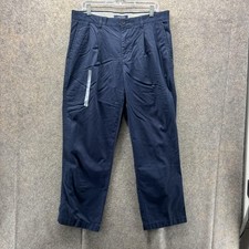 Tommy Hilfiger Pants Mens 34x30 Navy Pleated Chino Dress Slacks Cotton
