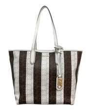 Michael Kors Reversible Tote Bag White Brown Women Authentic