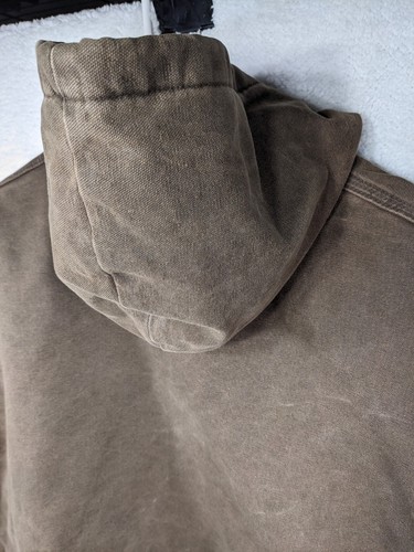 Vtg Distressed Carhartt Hooded Chore Jacket J06 CHT Mens XXL Tall Grunge USA 90s - Picture 11 of 12