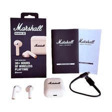 Marshall Minor IV Cream Wireless Bluetooth Earbuds Complete Set with Case Cable