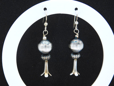 Gorgeous Carolyn Pollack Sterling Silver Squash Blossom Dangle Earrings