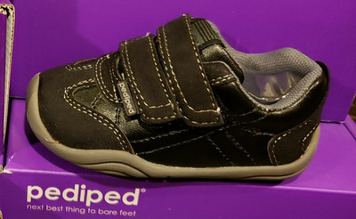 Pediped GEHRIG Boys Black Leather Shoes Sneakers Toddler 4T 4.5T US / 19 EUR