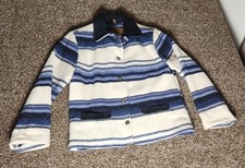 Woolrich Womens Small Wool Mohair Striped Jacket Metal Buttons VTG USA Made