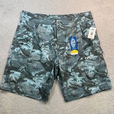 AFTCO Mens Tactical Fishing Shorts Blue Camo Active Fit Size 38 NWT