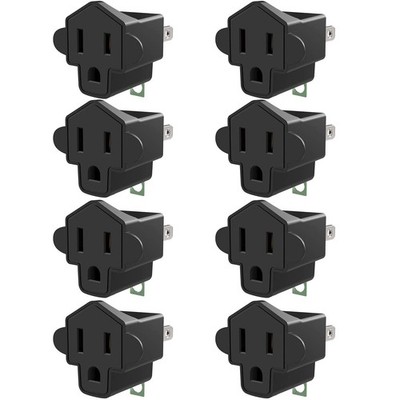 JACKYLED ETL Listed 3-2 Prong Converter Polarized Grounding 8 Pack, Black 