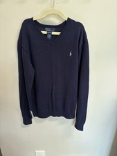 Polo Ralph Lauren Knitted V Neck Navy Blue Sweater BOYS 12-14