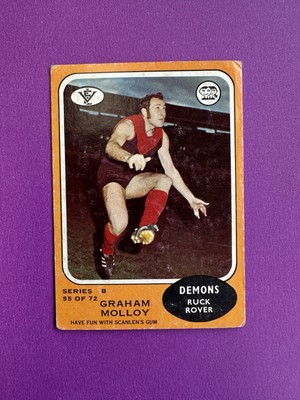 1973b Scanlens VFL Card #55 Graham Molloy , Melbourne . *Very Good Condition*