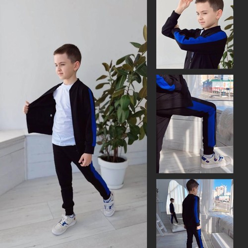 Boys’ Athletic Set – Elastic Waist Pants & Colorful Lampos Detail, Any season... - Picture 2 of 7