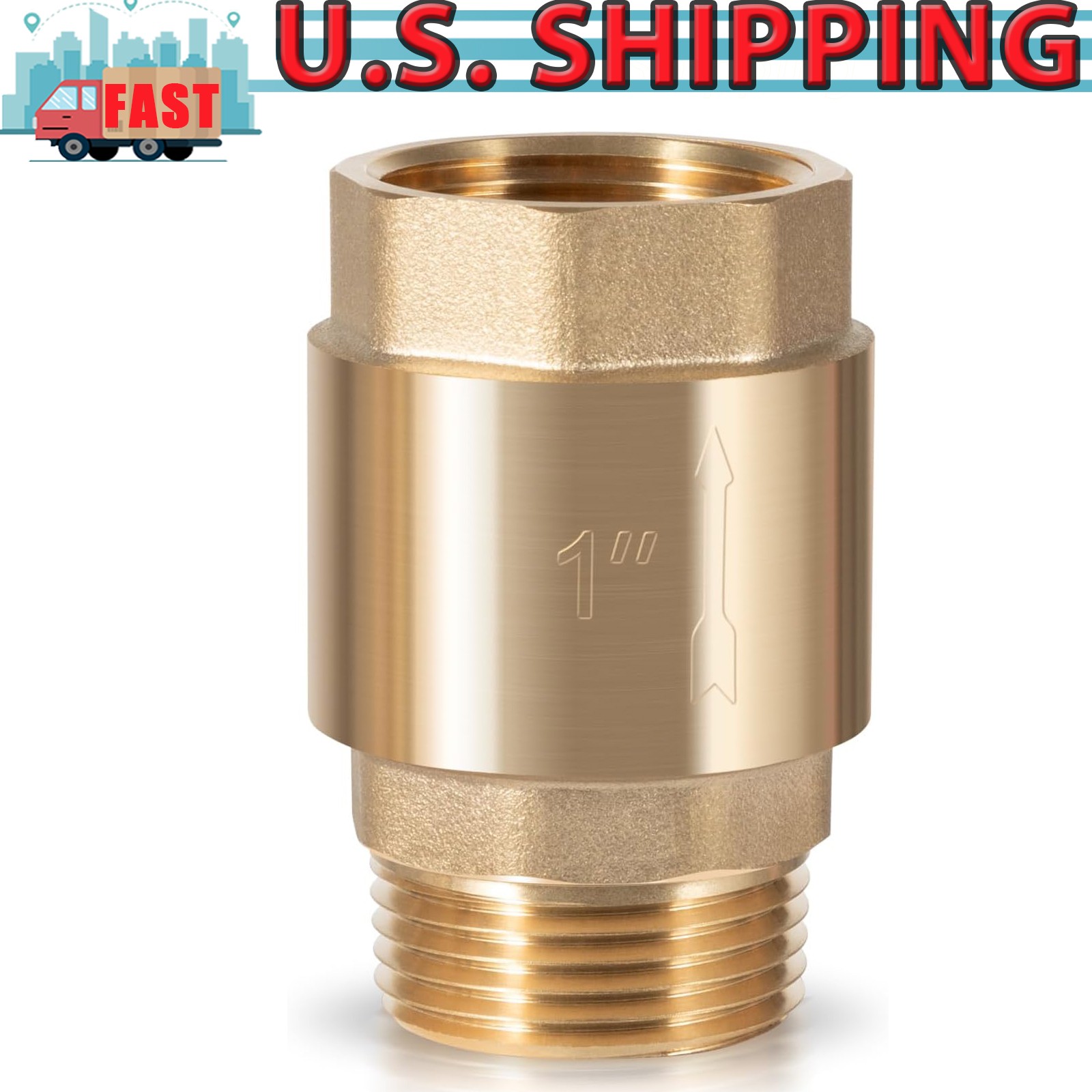 UnivSP0465X-100 One Way Brass Check Valve, 1" NPT male in/ 1" FNPT