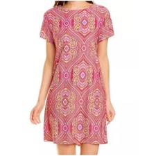 Jude Connally Women’s Sz S Pink Paisley Dress Ella Shift Stretch Nylon