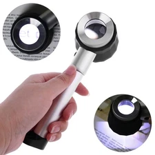 Magnifier 30X Loupe Lens with Scale LED Light Handheld Metal HD Magnifying Glass