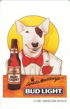 Spuds MacKenzie Bud Light Single Swap Playing Card – 1987 Vintage Ad Art