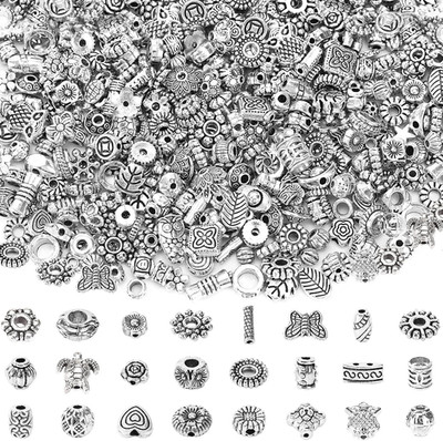 UPINS Tibetan Silver Spacer Beads, 1000Pcs Metal Spacer Beads for Jewelry Making