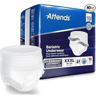 Attends Bariatric Underwear XXXL 74-92in Overnight Absorbency 40 Count Pack