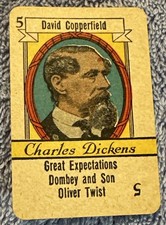Vtg 1935 AUTHORS by RUSSELL CARD GAME Replacement Card 5 Charles Dickens