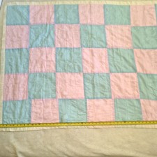 Vintage Patchwork Quilt 40 x 56 - Baby Unisex Lap Blanket Handmade Homemade