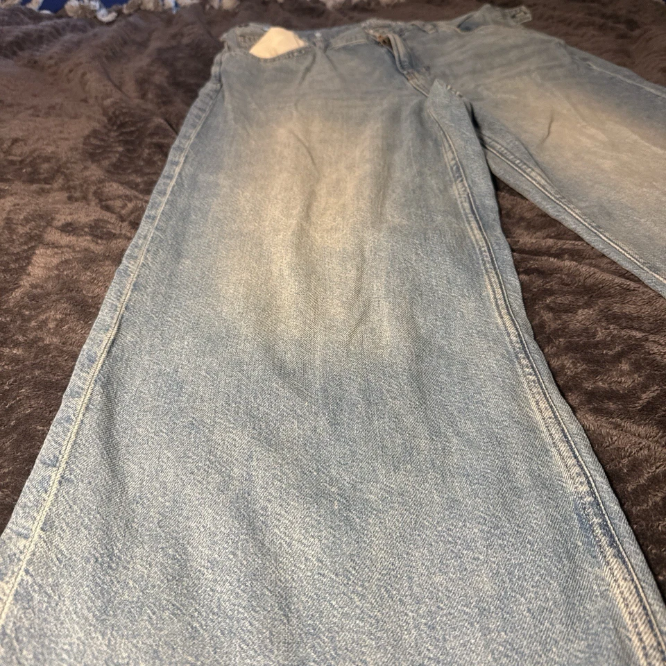 Pantalones de mezclilla holgados de tiro bajo Arizona Jean Co para mujer talla 10 pierna ancha lavado ligero Y2K Foto 3 de 4
