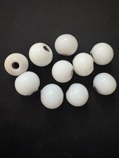 10 Glass Beads - Round white handmade - 18mm B1494