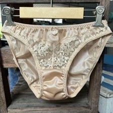 Floral Lace Brief Elegant Panties Silk Soft Luxury Vintage Bikini Nylon VTG Rare
