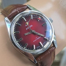 Vintage ENICAR men's manual wind watch Rocket second hand swiss 1970s #2