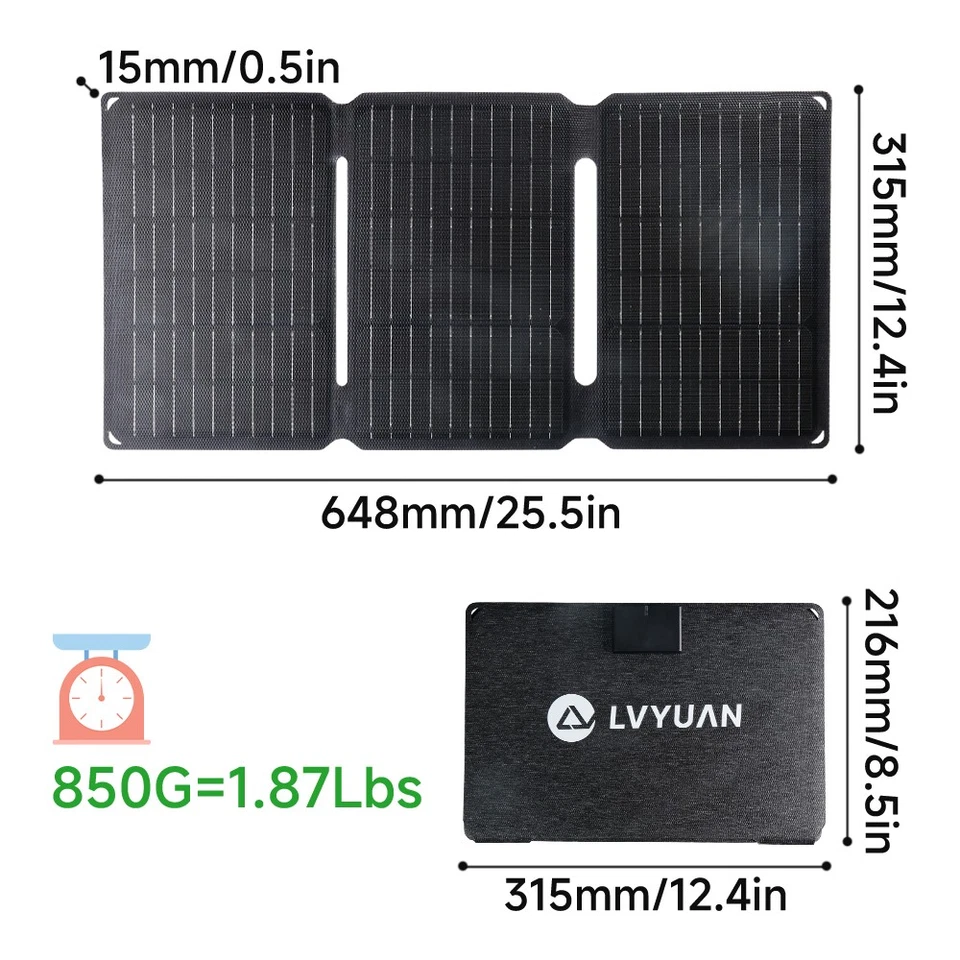 40W Solarpanel faltbar mit USB-C & USB-A für Powerbank Outdoor Camping - Bild 2 von 4